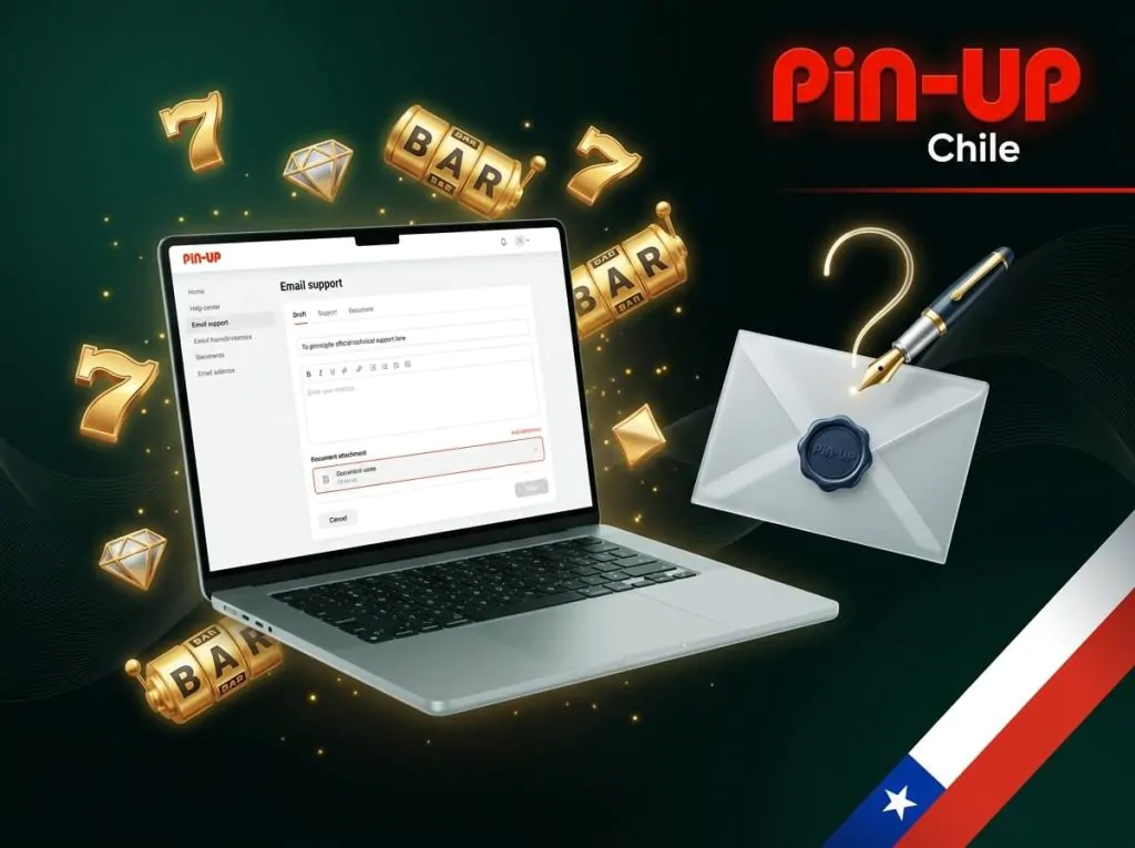 Contacto por correo electrónico con el soporte de Pin-Up Chile.